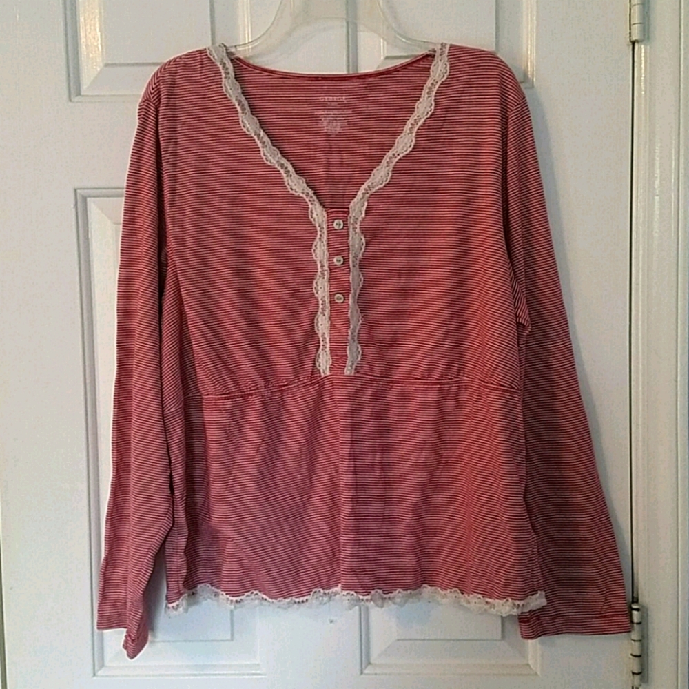 George - Pajama Set Red Stripe & Lace